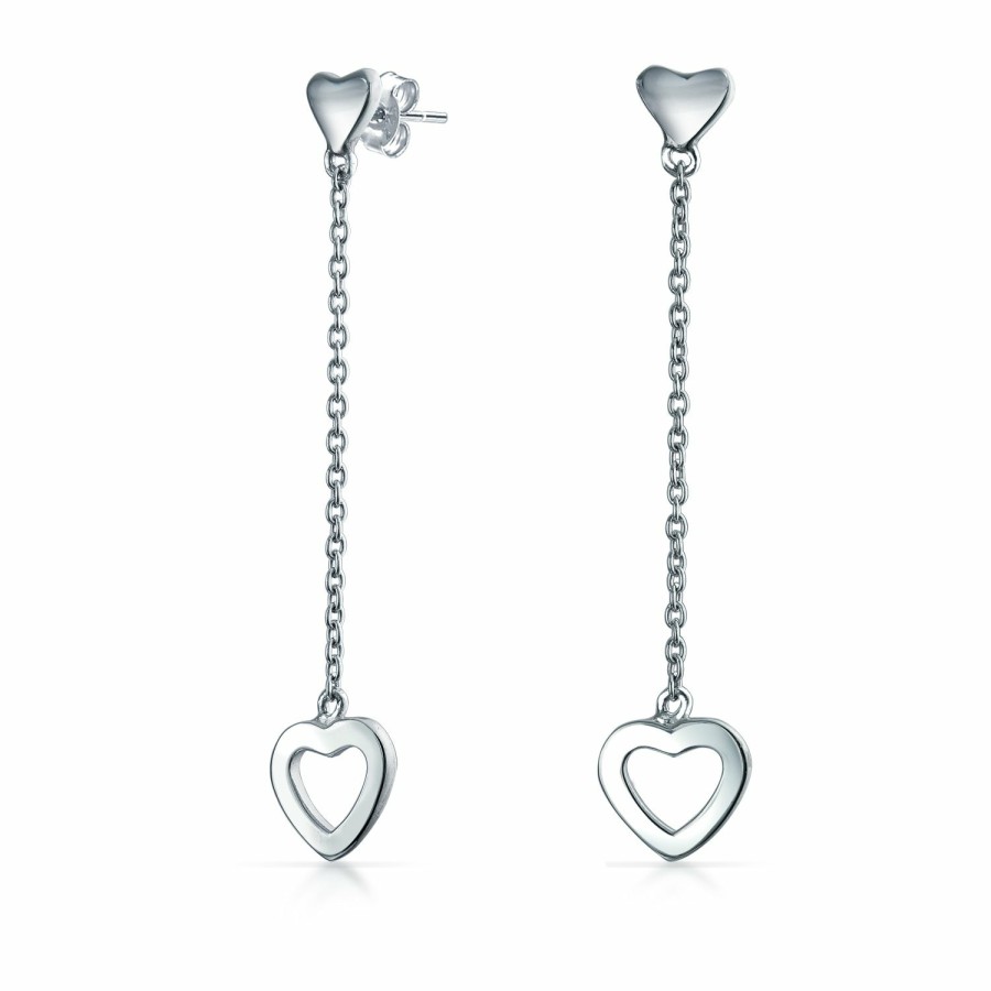 Shop Women Bling Jewelry | Romantic Heart Stud Earrings Necklace Simple Polished .925 Sterling