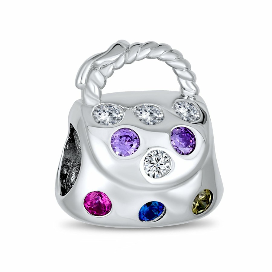 Shop Women Bling Jewelry Unique Charms | Fashion Clutch Purse Pocketbook Hand Bag Charm Bead Sterling