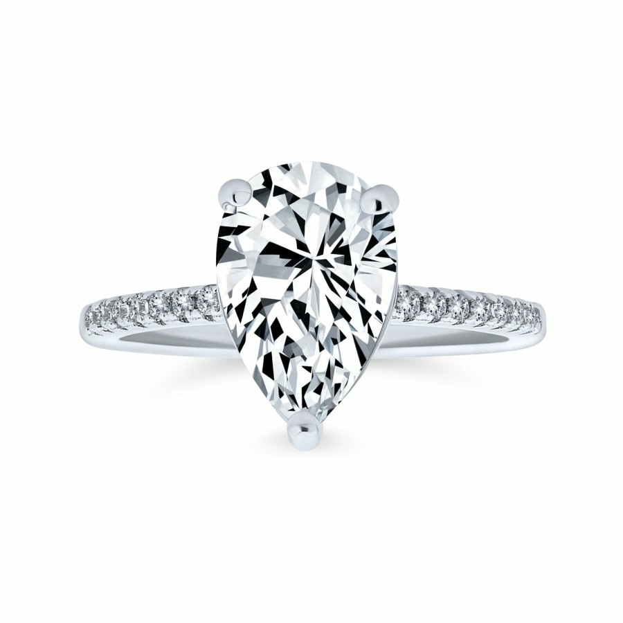 Shop Women Bling Jewelry Engagement Rings | 2.5-7Ct Halo Teardrop Solitaire Cz Engagement Ring Gold Palted .925