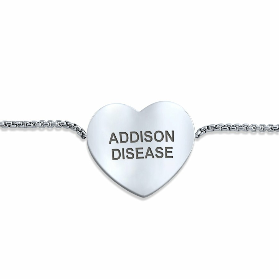 Shop Women Bling Jewelry Pendant Necklaces | Personalize Medical Alert Id Heart Shape Tag Bolo Bracelet Adjustable