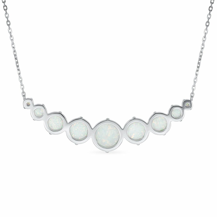 Shop Women Bling Jewelry Pendant Necklaces | White Created Opal 9 Multi Round Circle Graduated Collar Necklace