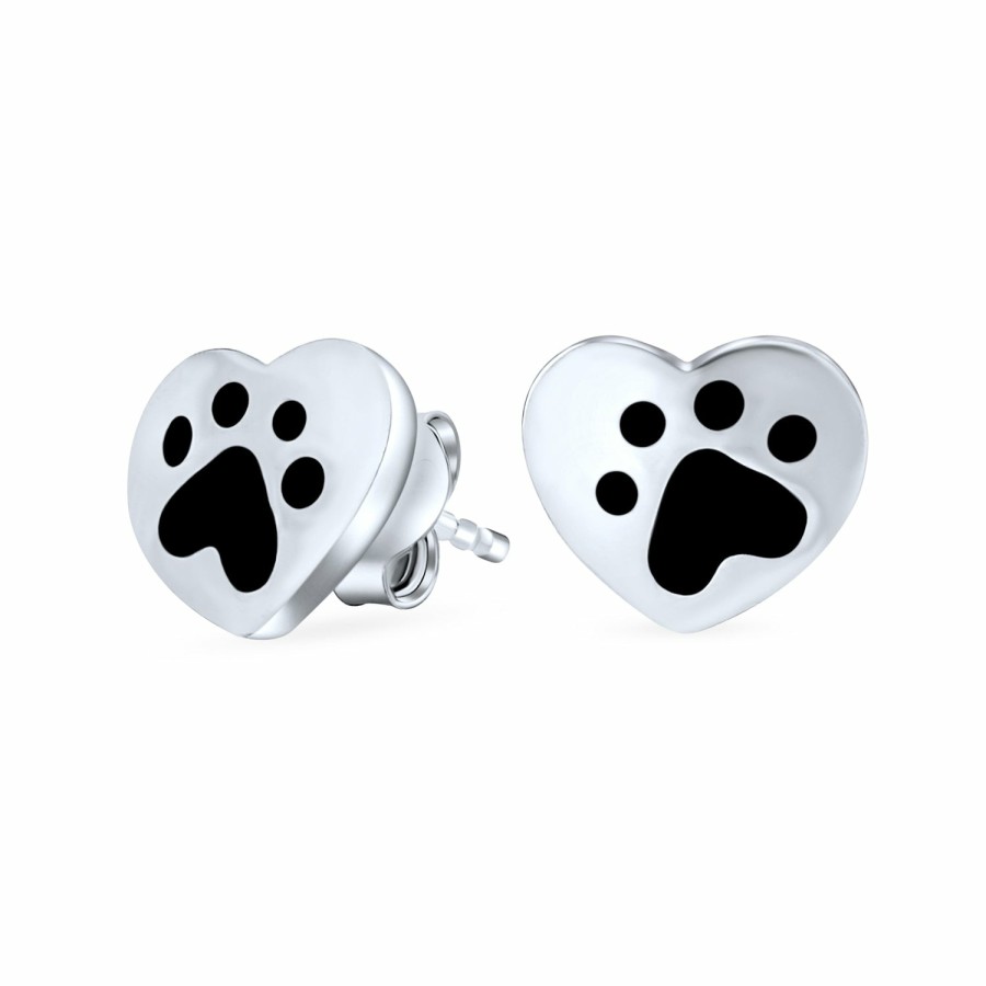 Shop Women Bling Jewelry Stud Earrings | Dog Cat Puppy Kitten Pet Heart Paw Print Stud Earrings Sterling Silver