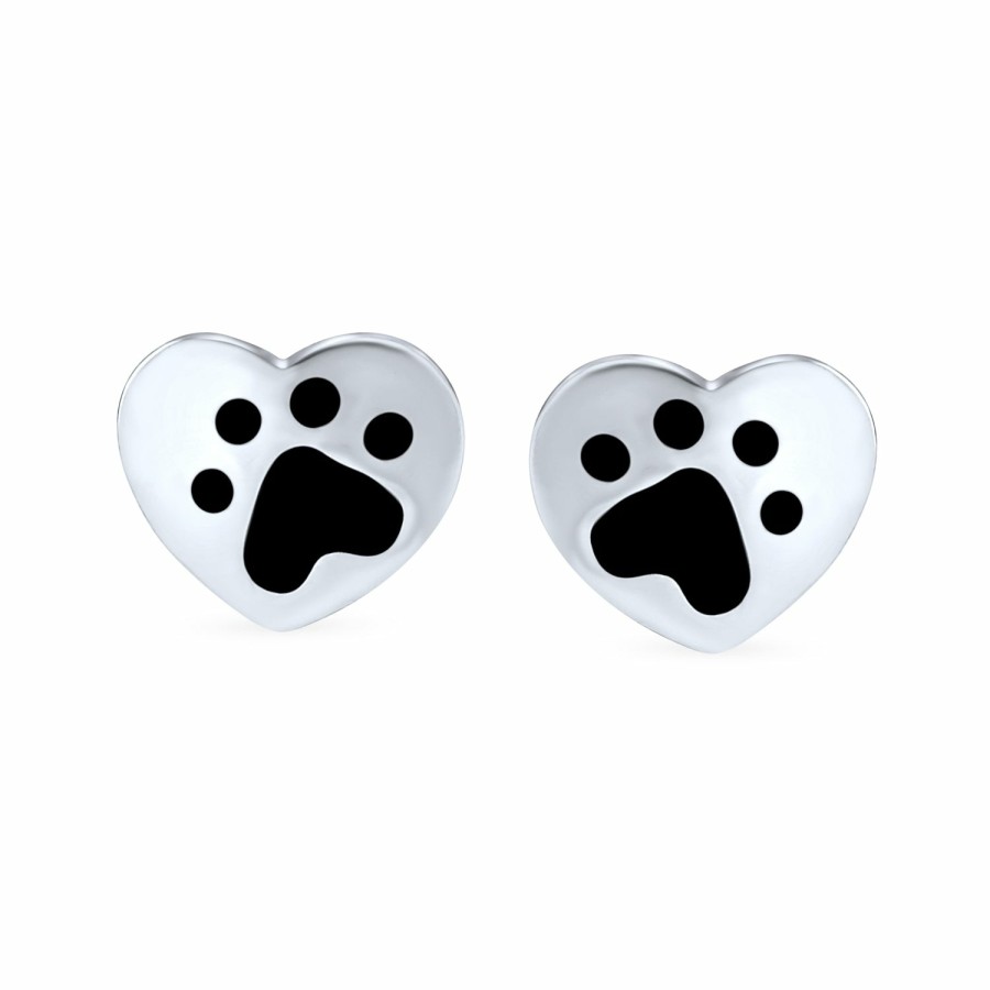 Shop Women Bling Jewelry Stud Earrings | Dog Cat Puppy Kitten Pet Heart Paw Print Stud Earrings Sterling Silver