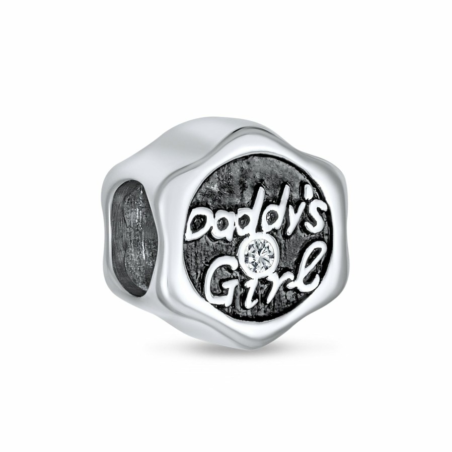 Shop Women Bling Jewelry Unique Charms | Daddys Girl Words Fathers Love Daughter Cz Charm Bead .925 Silver