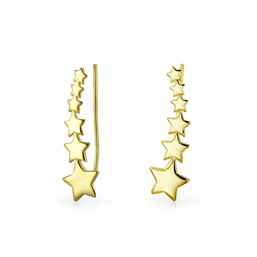 Shop Women Bling Jewelry Ear Cuffs, Cartilage Earrings | Celestial Usa Patriotic Star Ear Pin Earrings Gold Plated Sterling