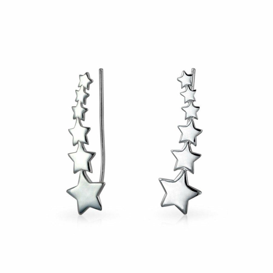 Shop Women Bling Jewelry Ear Cuffs, Cartilage Earrings | Celestial Usa Patriotic Star Ear Pin Earrings Gold Plated Sterling