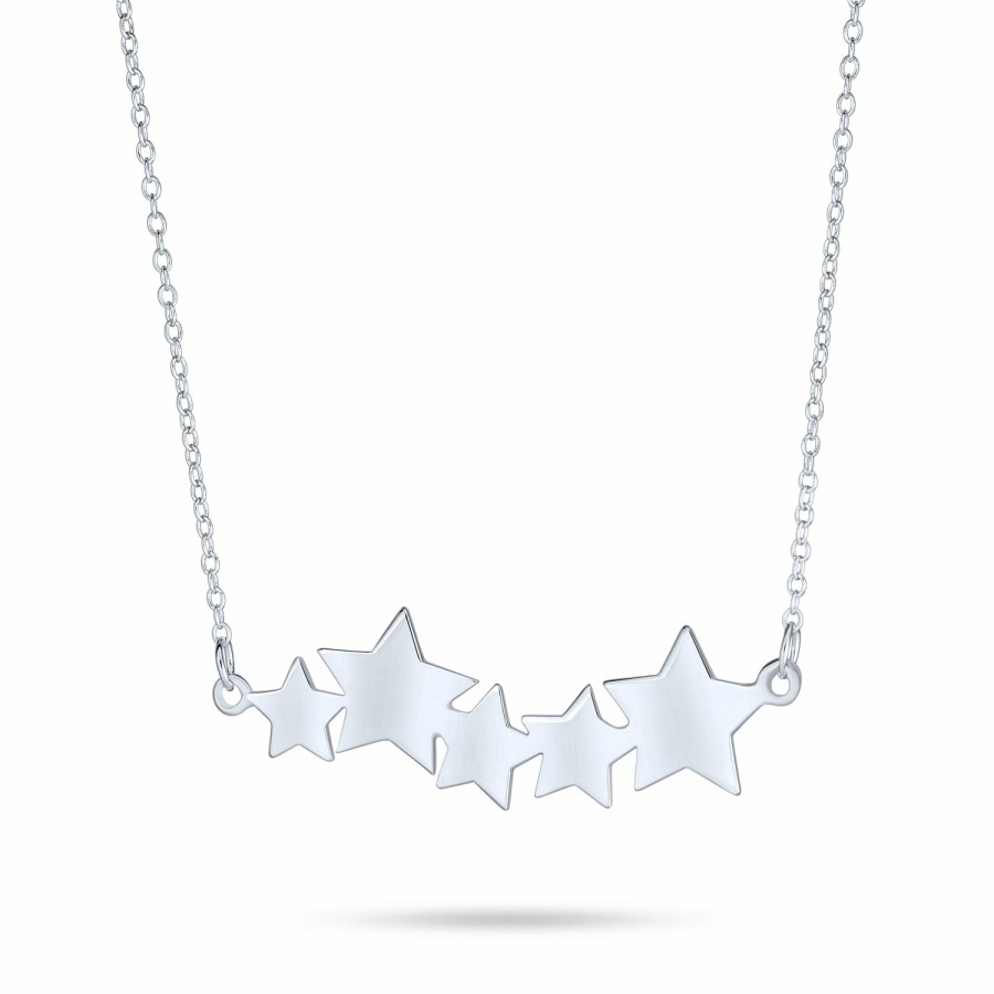 Shop Women Bling Jewelry Delicate Pendant Necklaces | Patriotic American Stars Name Plated Pendant Necklace Plated