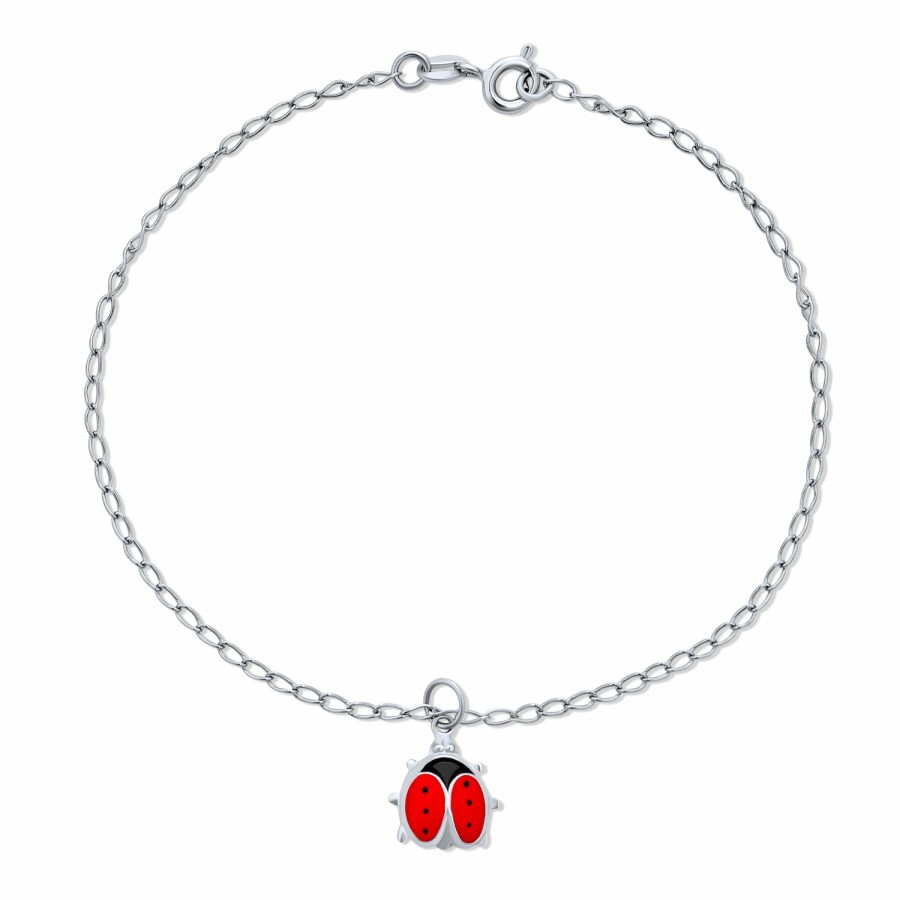 Shop Women Bling Jewelry Ankle Bracelets | Red Ladybug Garden Dangle Charm Anklet Ankle Bracelet Sterling Silver