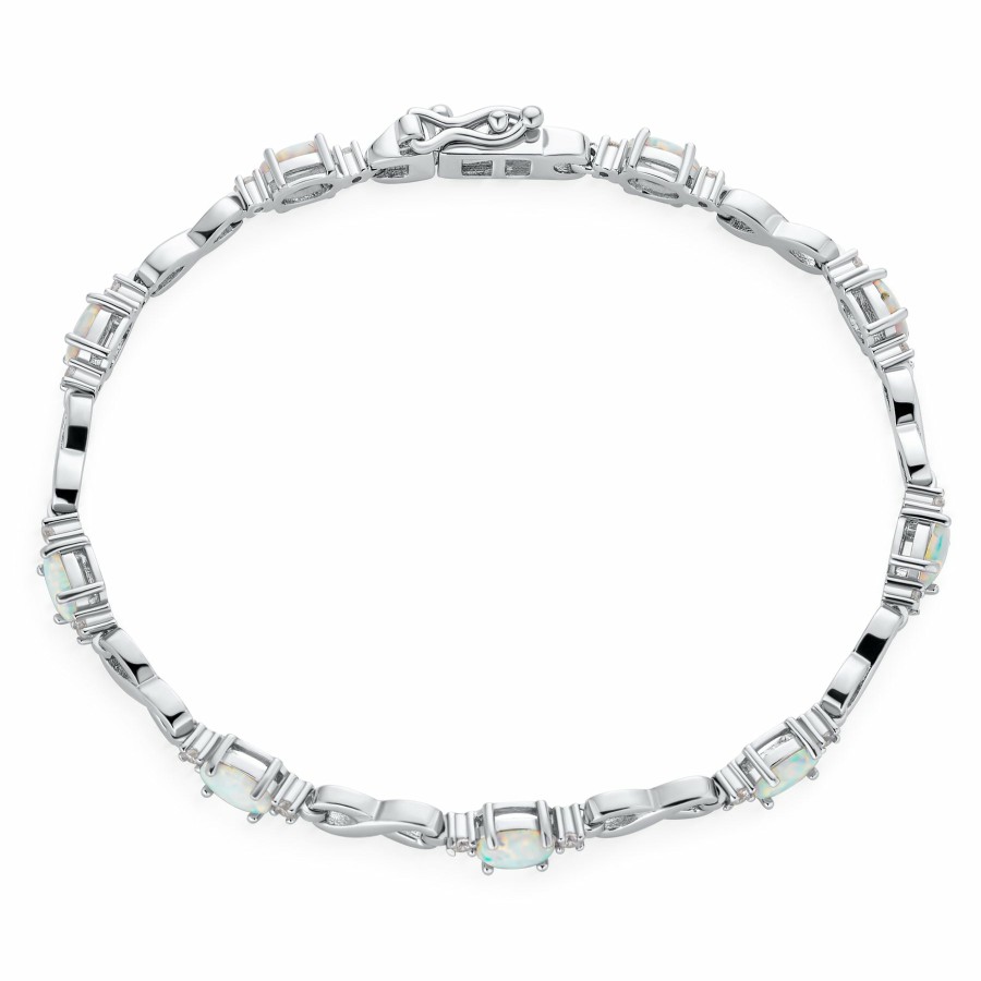 Shop Women Bling Jewelry Tennis Bracelets | White Created Opal Cz Infinity Bracelet .925 Silver October Birthstone