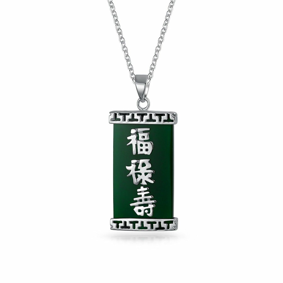 Shop Women Bling Jewelry Pendant Necklaces | Chinese Script Good Fortune Agate Jade Pendant Gold Plate