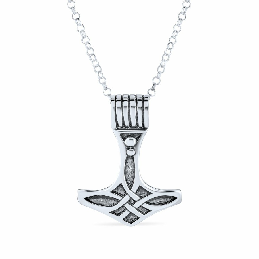 Shop Women Bling Jewelry Pendant Necklaces | Celtic Viking Knot Thor'S Hammer Pendant Necklace .925Sterling