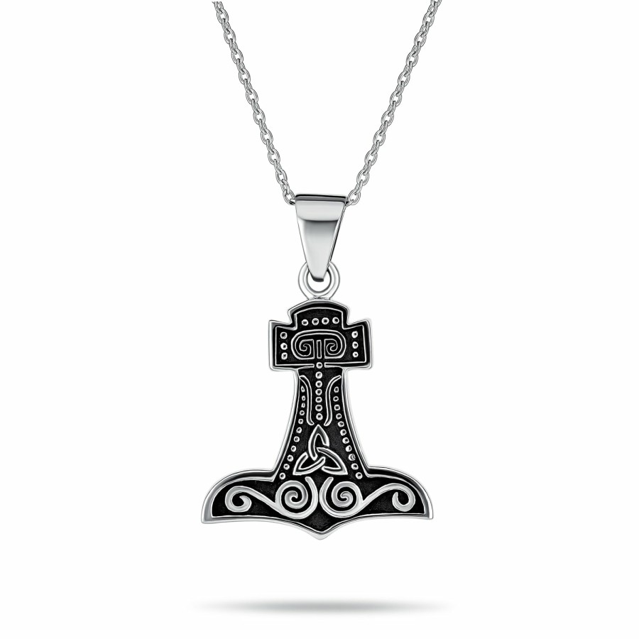 Shop Women Bling Jewelry Pendant Necklaces | Celtic Viking Knot Thor'S Hammer Pendant Necklace .925Sterling