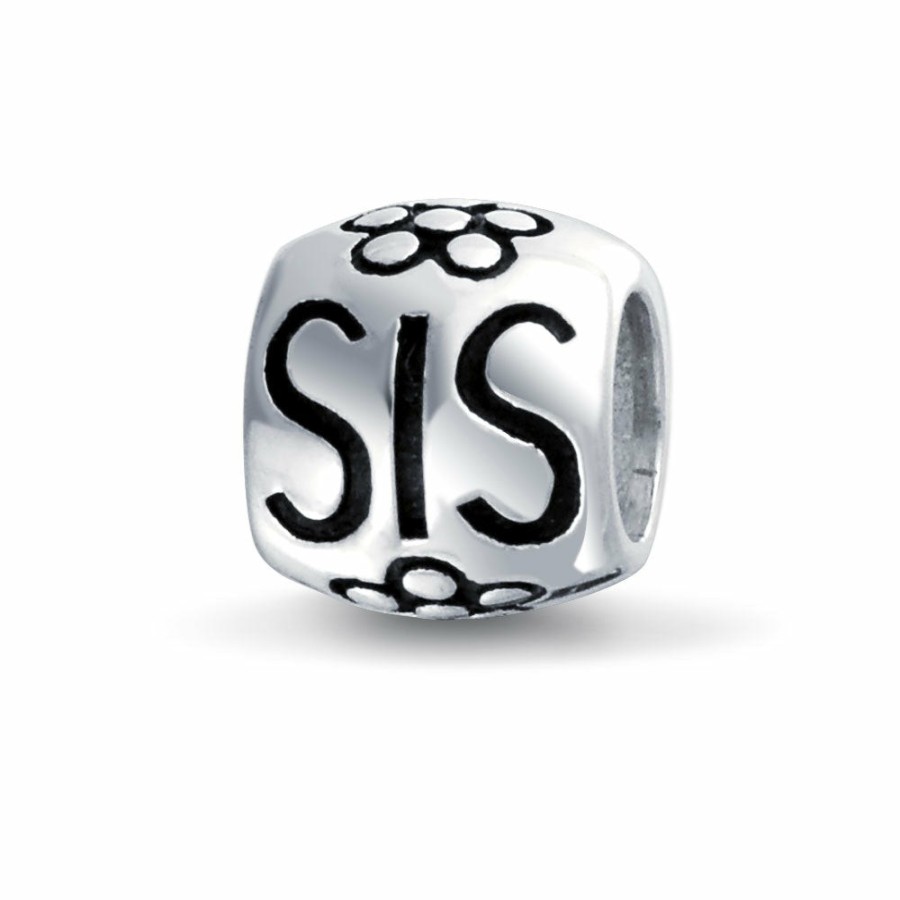 Shop Women Bling Jewelry Unique Charms | Words Best Friends, Sis, Bff Sister Split Heart Charm Bead .925 Silver