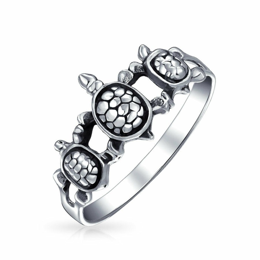 Shop Women Bling Jewelry Unique Rings | Bff Three Best Friends Family Turtle Ring Band .925 Sterling Silver