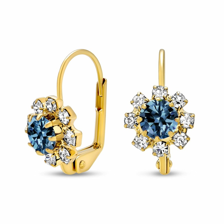 Shop Women Bling Jewelry Dangle Drop Earrings | White Cz Flower Gold Plated Drop Earrings More Colors