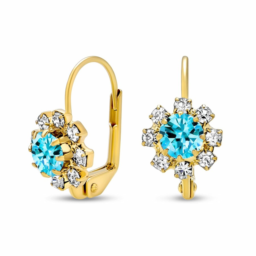 Shop Women Bling Jewelry Dangle Drop Earrings | White Cz Flower Gold Plated Drop Earrings More Colors