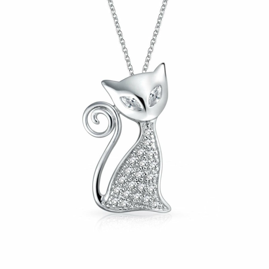 Shop Women Bling Jewelry Pendant Necklaces | Whimsical Bff Pet Two Kitty Cats Pendant Necklace Cz, Gold & Silver