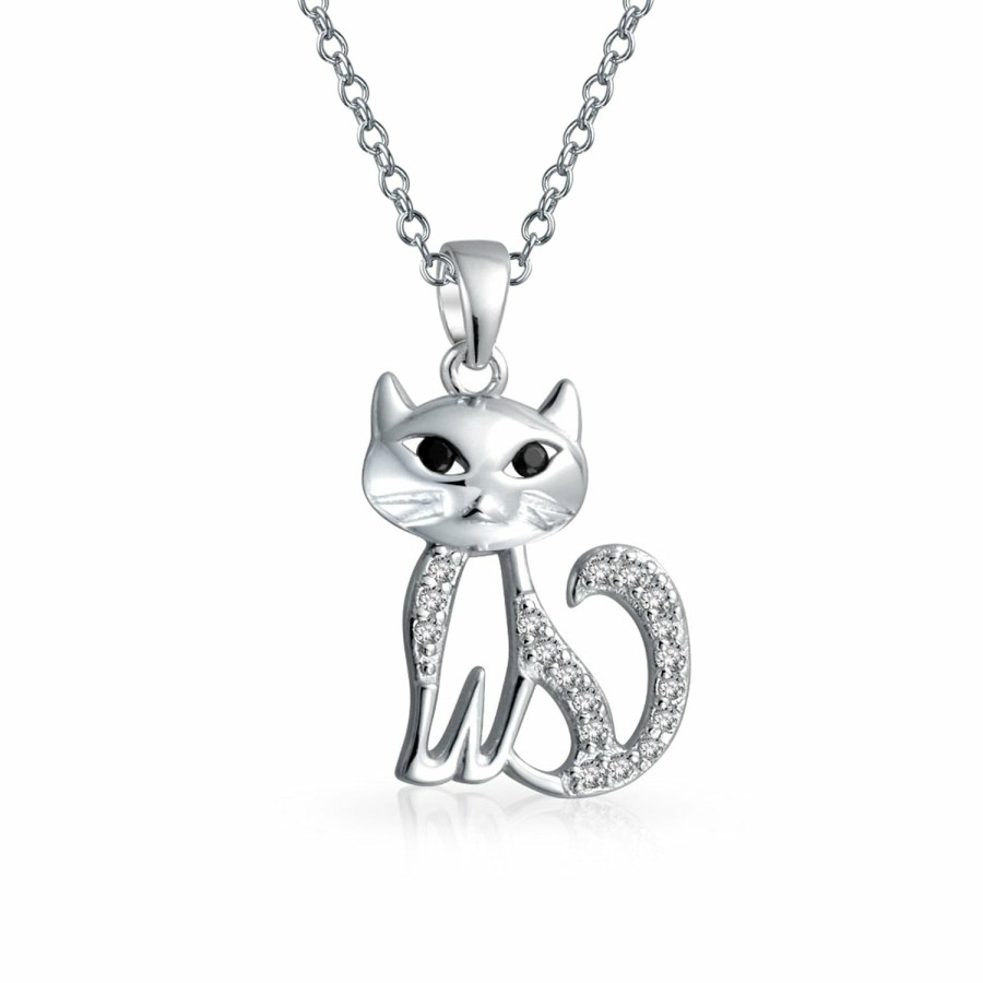 Shop Women Bling Jewelry Pendant Necklaces | Whimsical Bff Pet Two Kitty Cats Pendant Necklace Cz, Gold & Silver