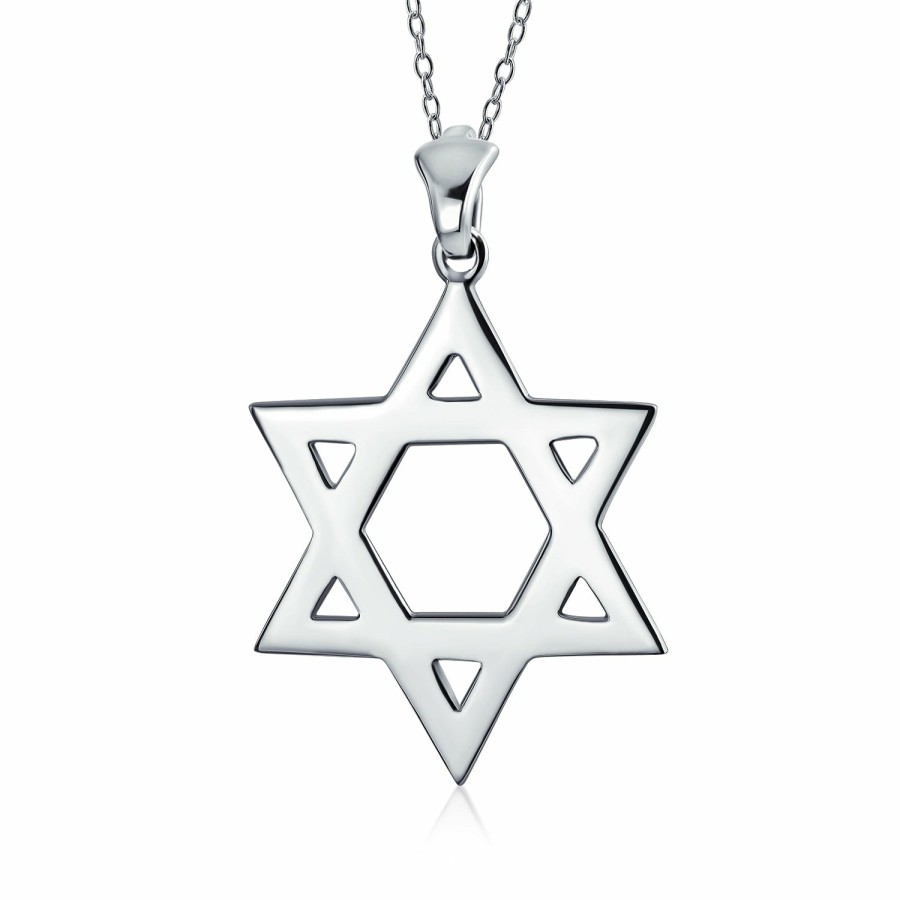 Shop Women Bling Jewelry Pendant Necklaces | Unisex Hanukkah Star Of David Pendant Necklace Judaica Jewelry .925