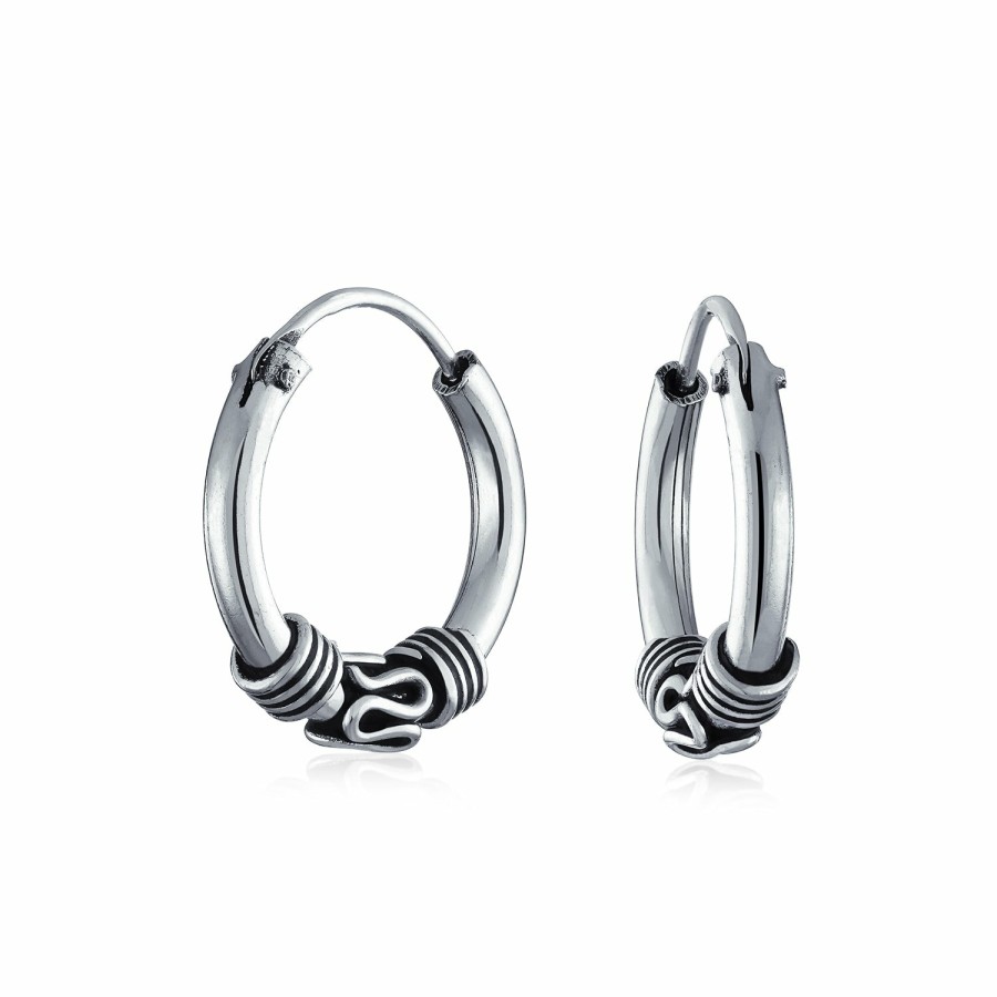 Shop Women Bling Jewelry Hoops Huggies Earrings | Bali Style Swirl Endless Round Hoop Earrings .925 Sterling Silver