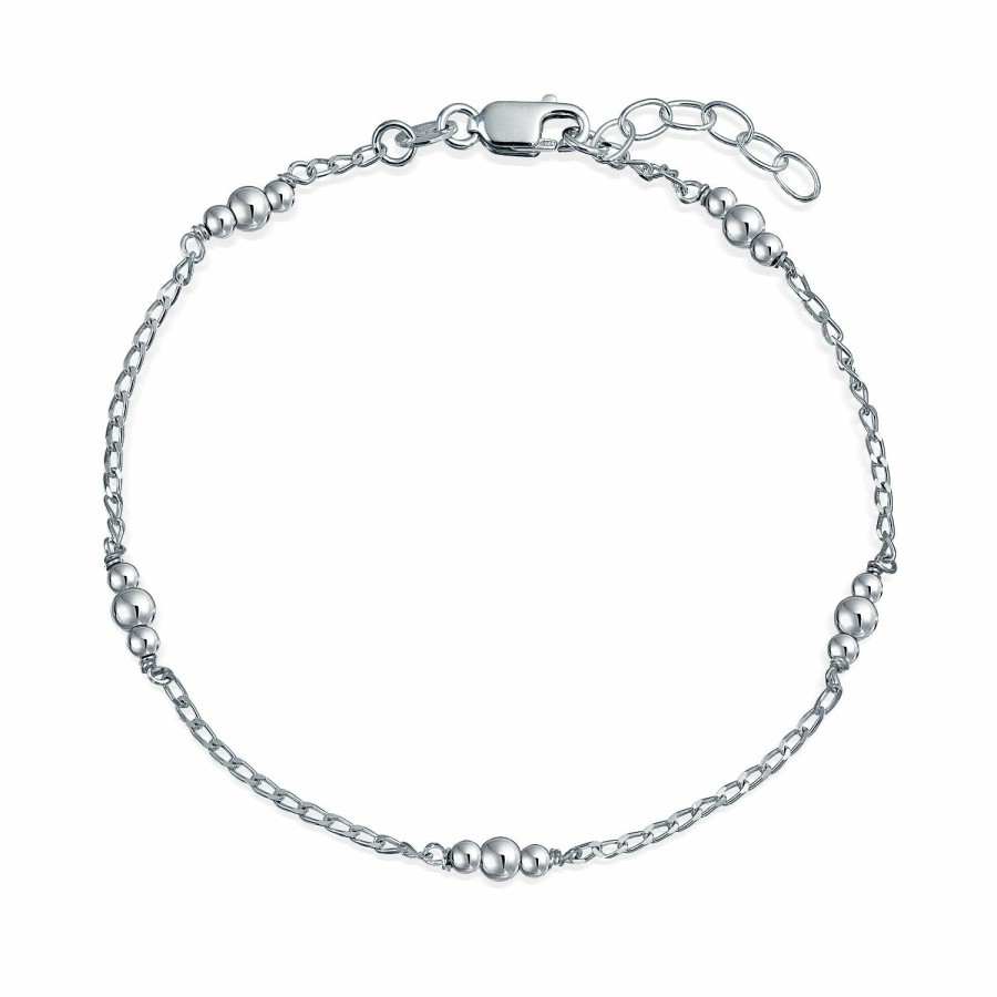 Shop Women Bling Jewelry Ankle Bracelets | Delicate Simple 1.5-3Mm Oval & Round Multi Stand Station Bead Ball Chain Anklet