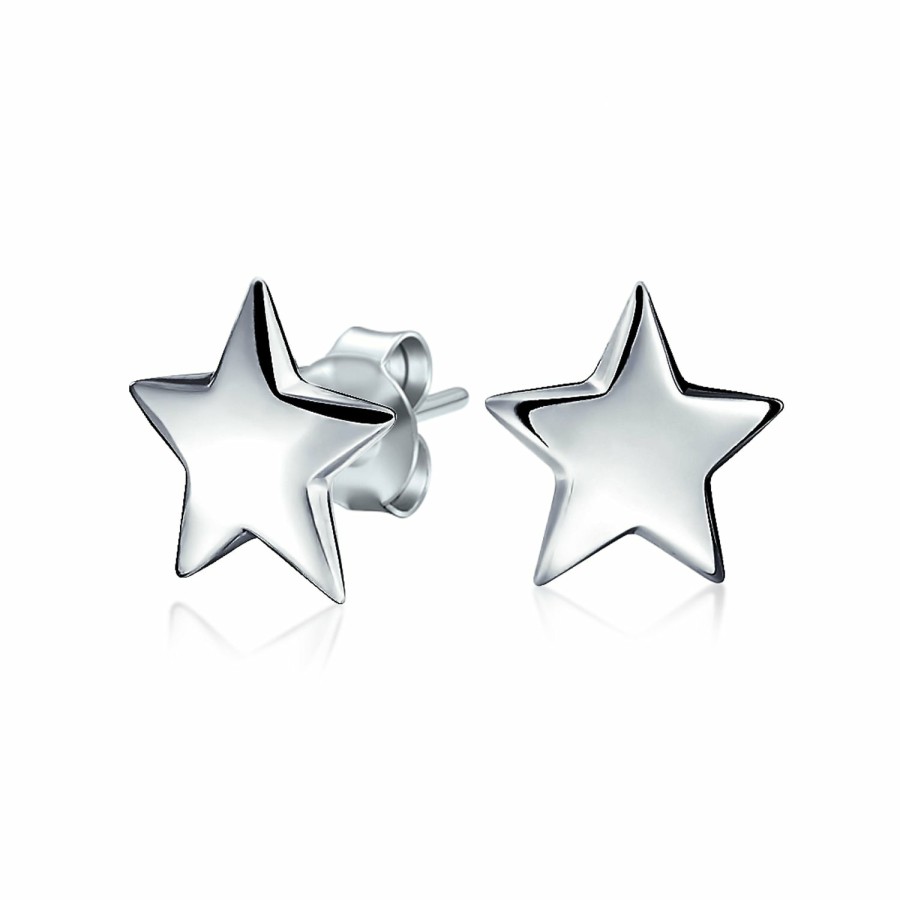 Shop Men Bling Jewelry Mens Earrings | Initial A-Z Celestial Usa Patriotic Rock Star Stud Earrings .925 Silver