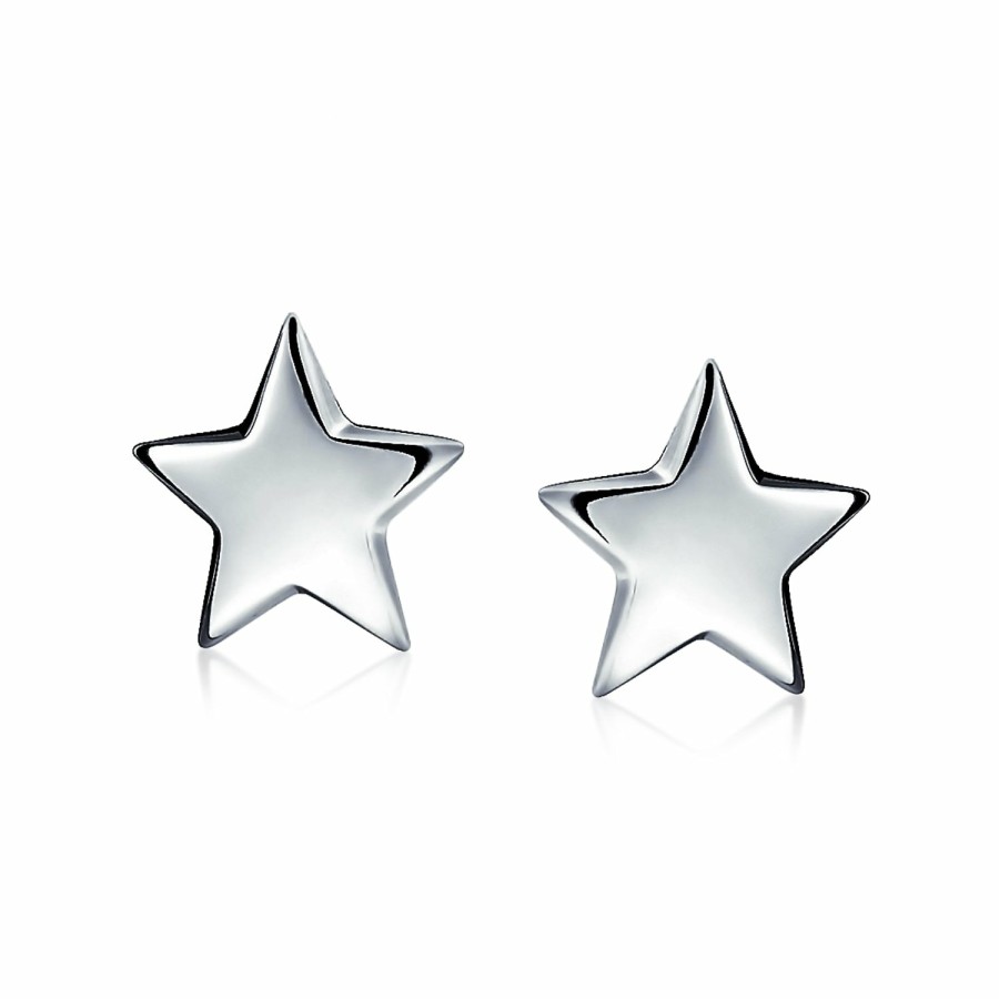 Shop Men Bling Jewelry Mens Earrings | Initial A-Z Celestial Usa Patriotic Rock Star Stud Earrings .925 Silver