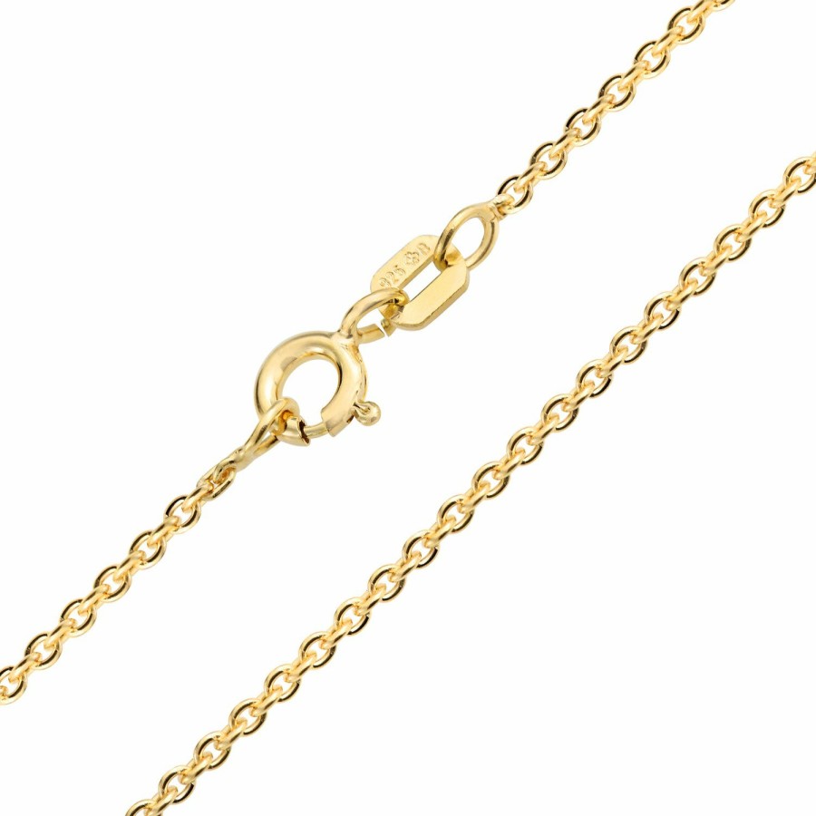 Shop Women Bling Jewelry Chains Necklaces | Thin 1-2.5 Mm Cable Link Chain Necklace Yellow Gold Plated Sterling