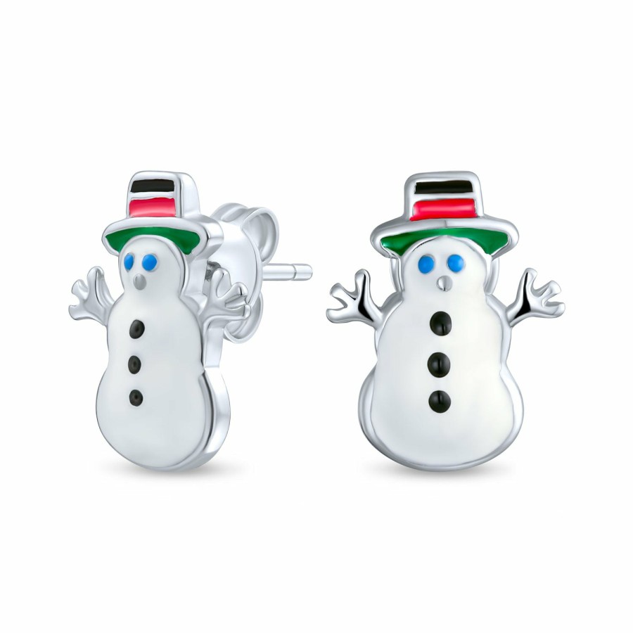 Shop Women Bling Jewelry Stud Earrings | Christmas Colorful Enamel Snowman Christmas Tree Gingerbread Man Stud Earrings