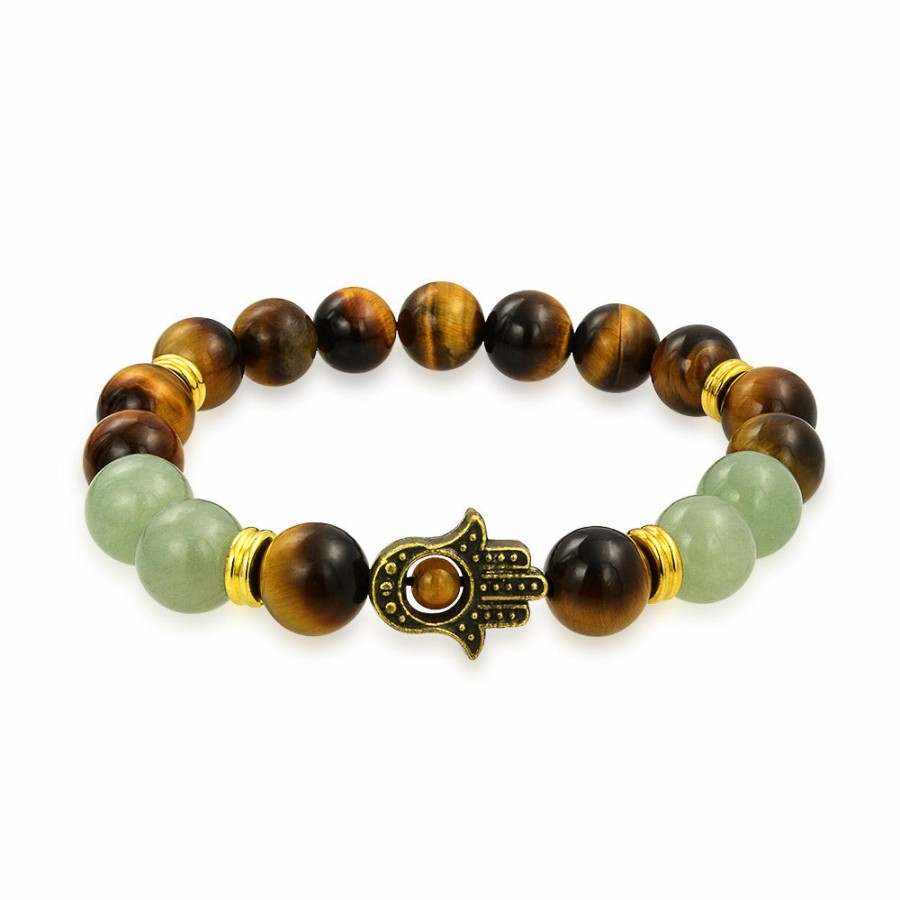 Shop Women Bling Jewelry Wrap Stretch Bracelets | Unisex Talisman Amulet Stackable Gemstones Hamsa Hand Bracelet