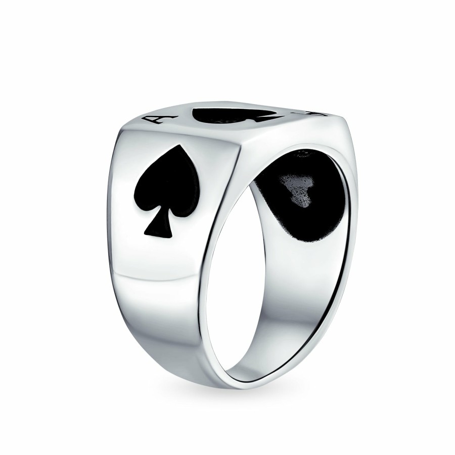 Shop Men Bling Jewelry Mens Rings | Lucky Las Vegas Gambler Ace Of Spade Ring For Men .925Sterling Silver