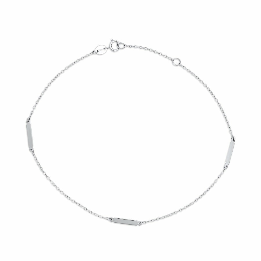 Shop Women Bling Jewelry Delicate Bracelets | Simple Strong .925 Sterling Silver Bar Chain Anklet Ankle Bracelet