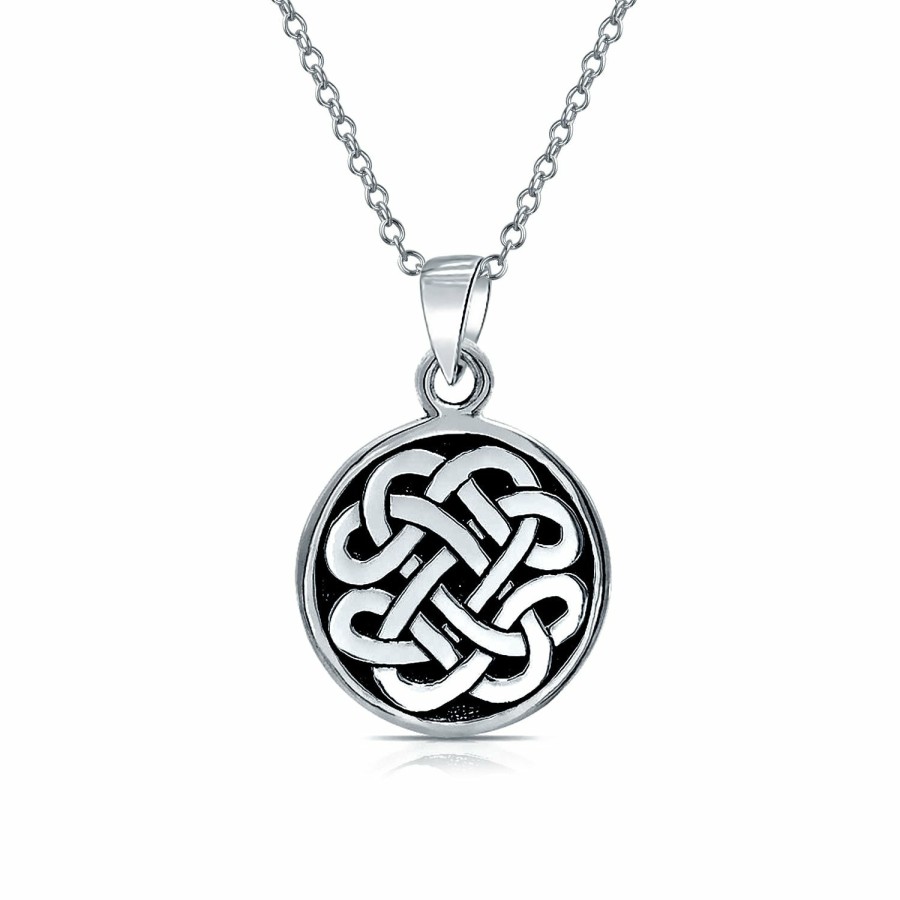 Shop Women Bling Jewelry Pendant Necklaces | Medallion Celtic Knot Round Circle Disc Dangle Earrings Necklace Sterling