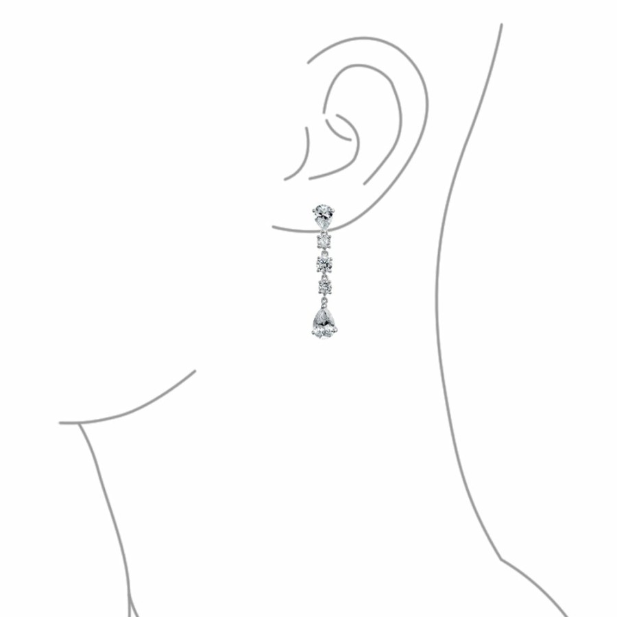 Shop Women Bling Jewelry Chandelier Earrings | Linear Mix- Wedding Prom Dangle Chandelier Earrings Sterling Silver