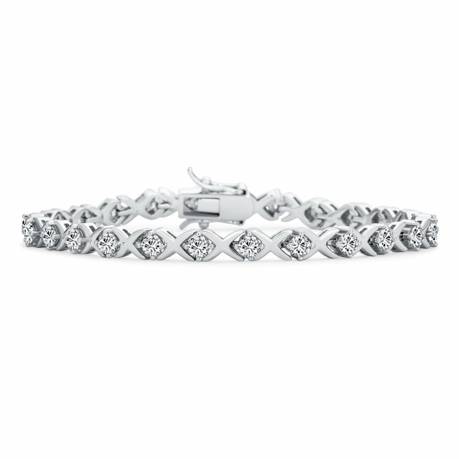 Shop Women Bling Jewelry Tennis Bracelets | Xoxo Hugs Kisses Past Present Future Cz Tennis Bracelet Cz .925 Silver