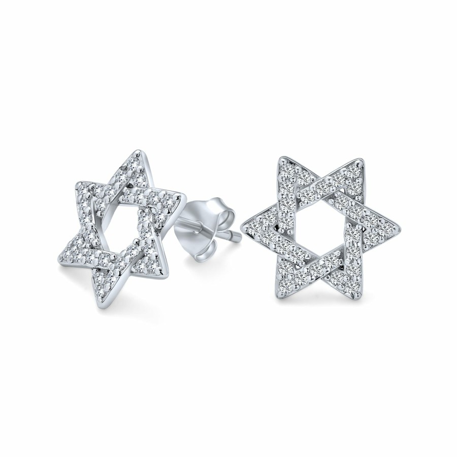 Shop Women Bling Jewelry Stud Earrings | Hanukah Star Of David Religious Je Cz Stud Earrings Sterling Silver