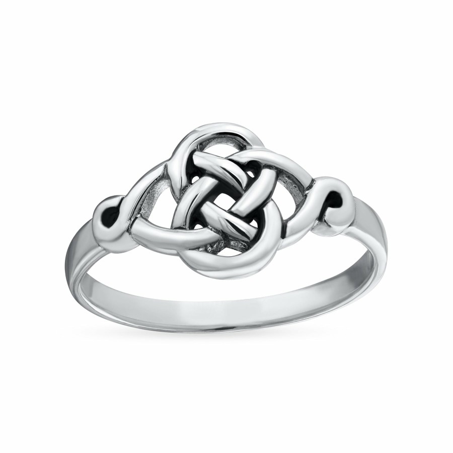 Shop Women Bling Jewelry Engravable Rings | Bff Infinity Knot Irish Celtic Band Ring .925 Sterling 1Mm Band Silver