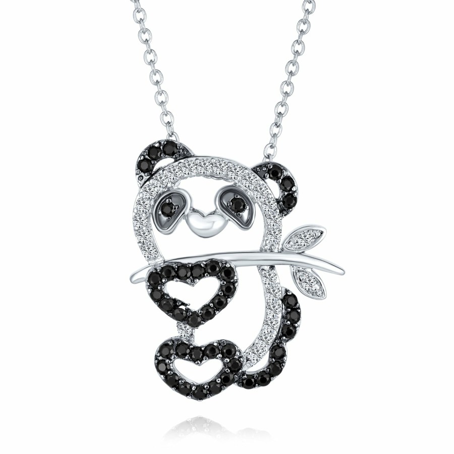 Shop Women Bling Jewelry | Zoo Animal Pave Cz Panda Bear Stud Earrings Pendant Silver