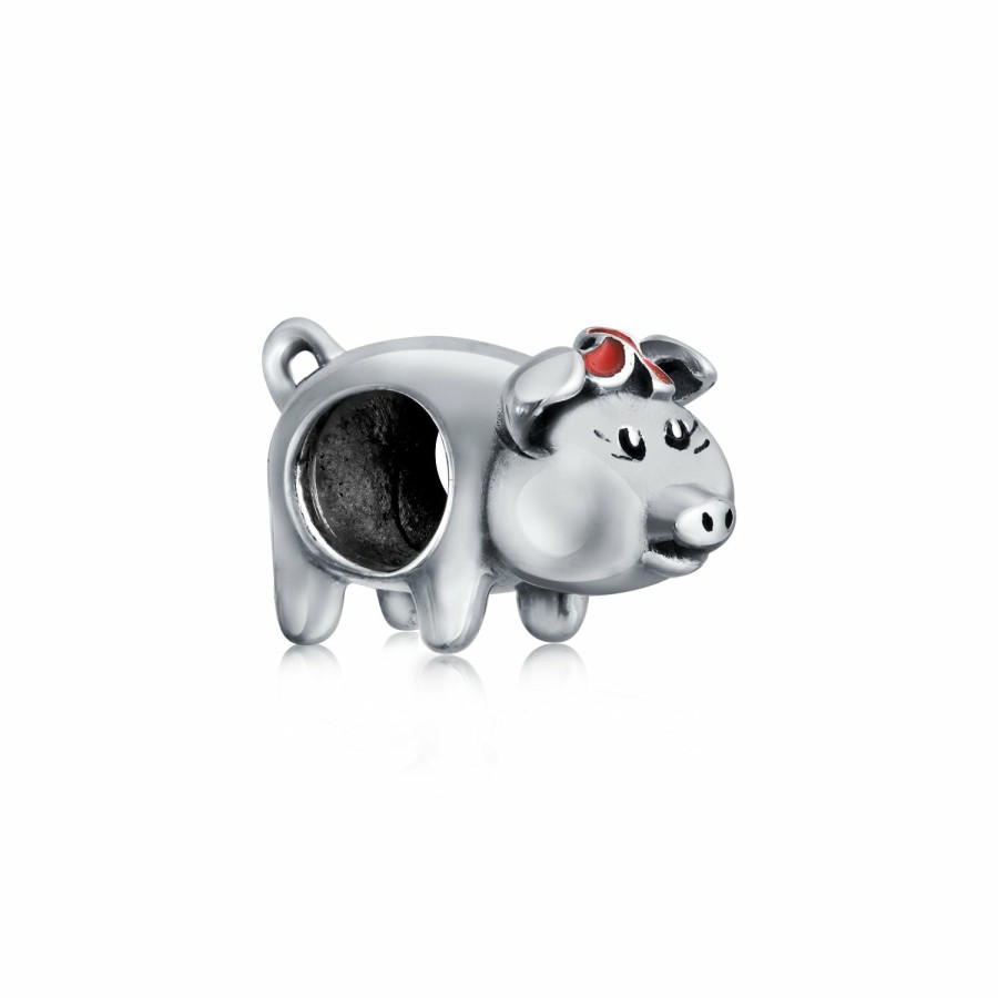 Shop Women Bling Jewelry Unique Charms | Cute Pig Hog Piggy Bank Animal Pet Charm Bead .925 Sterling Silver