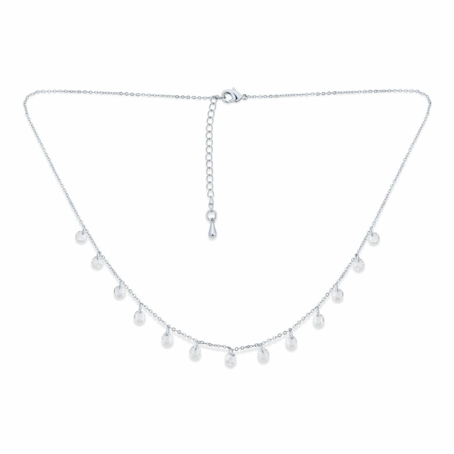 Shop Women Bling Jewelry Statement Necklaces | Delicate Crystal Drops Bridal Wedding Holiday Thin Choker Necklace