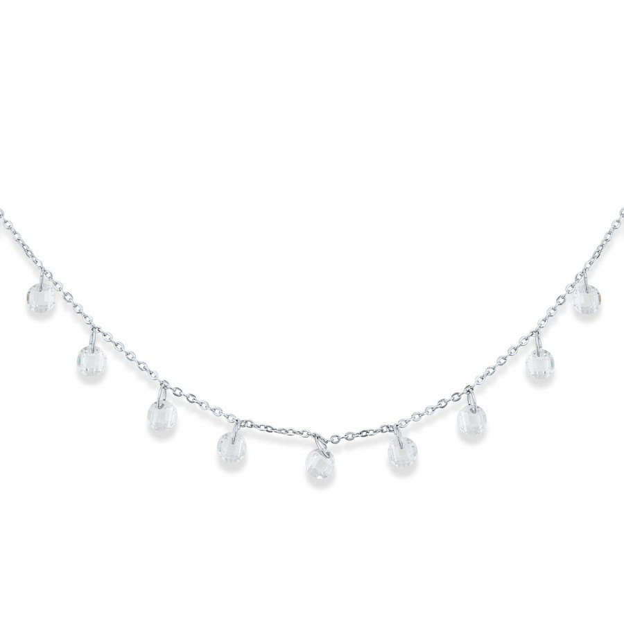 Shop Women Bling Jewelry Statement Necklaces | Delicate Crystal Drops Bridal Wedding Holiday Thin Choker Necklace