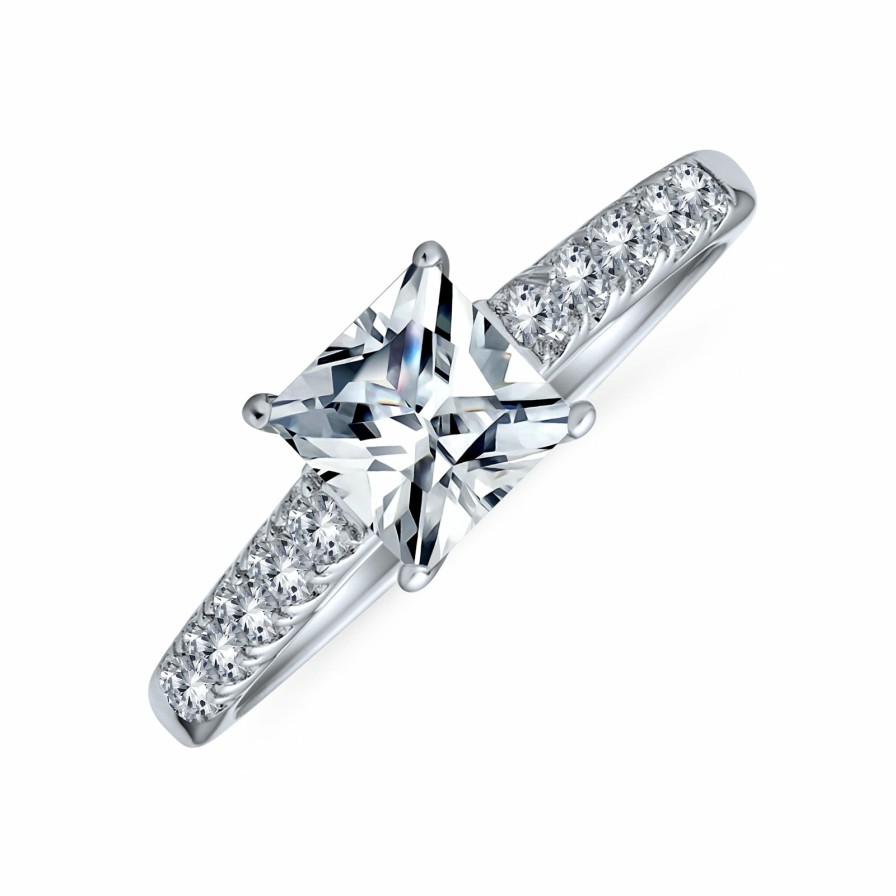 Shop Women Bling Jewelry Engagement Rings | 1.5 Ct Princess Cut Solitaire Sterling Aaa Cz Engagement Ring Silver