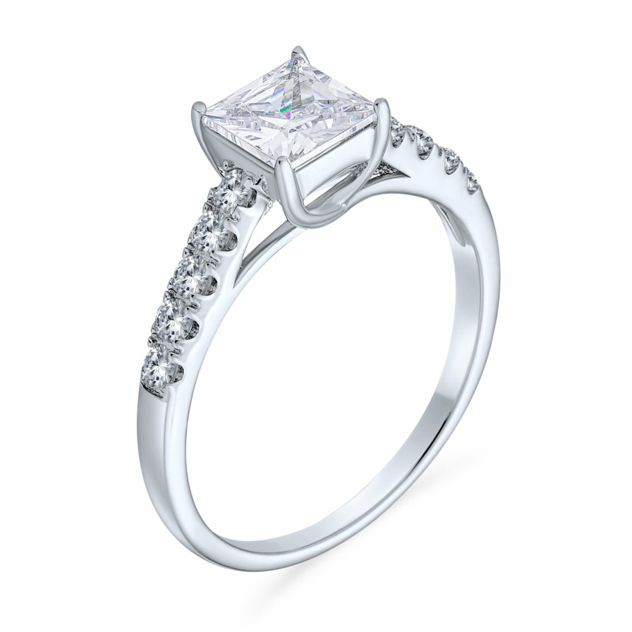 Shop Women Bling Jewelry Engagement Rings | 1.5 Ct Princess Cut Solitaire Sterling Aaa Cz Engagement Ring Silver