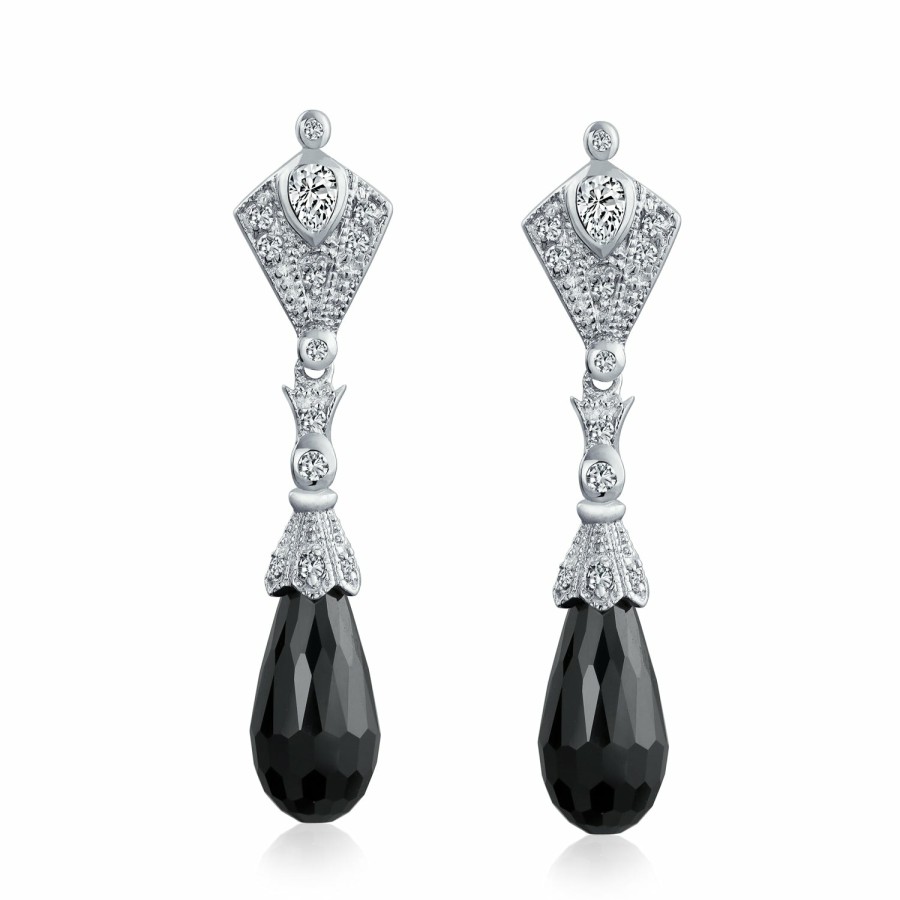 Shop Women Bling Jewelry Dangle Drop Earrings | Vintage Style Briolette Faceted Teardrop Cz Chandelier Earrings