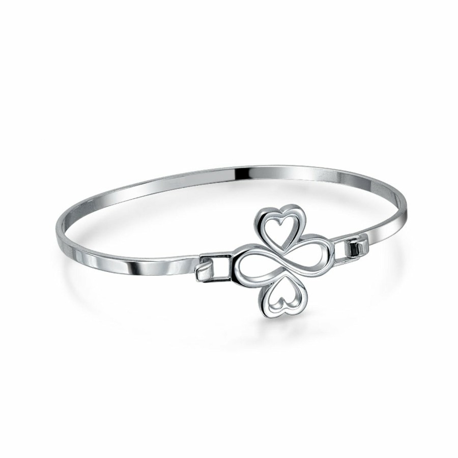 Shop Women Bling Jewelry Engravable Bracelets | Ayllu Inspirational Symbol Love Luck Unity Bangle .925 Sterling