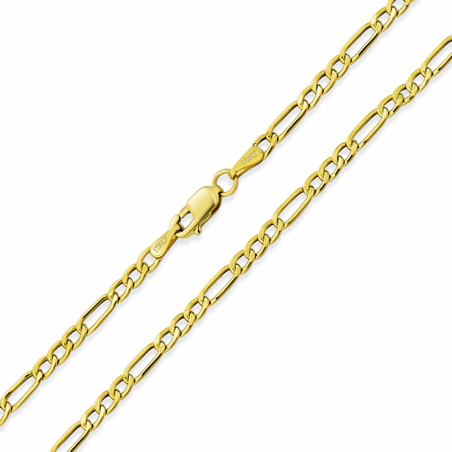 Shop Women Bling Jewelry Chains Necklaces | Unisex Thin 2Mm Solid Yellow 10K Gold Figaro Chain Necklace 16-24"