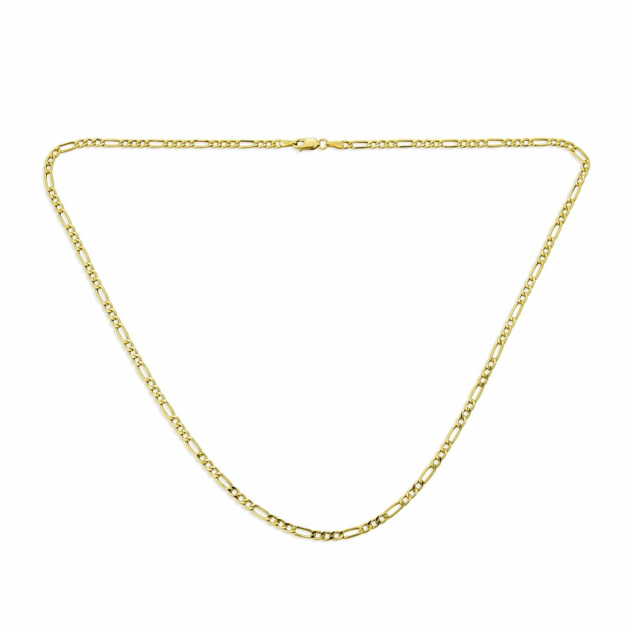 Shop Women Bling Jewelry Chains Necklaces | Unisex Thin 2Mm Solid Yellow 10K Gold Figaro Chain Necklace 16-24"