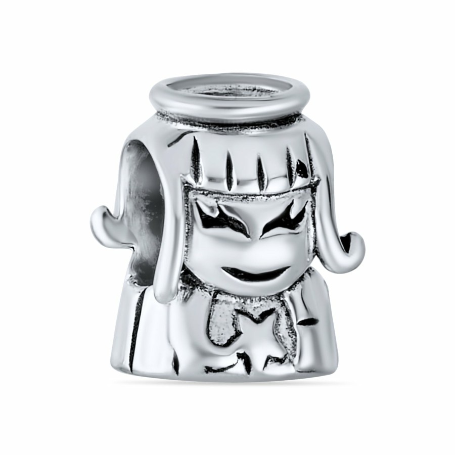 Shop Women Bling Jewelry Unique Charms | Protection Inspirational Guardian Angel Bead Charm .925 Sterling Silver