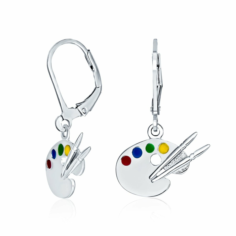 Shop Women Bling Jewelry | Painter Artist Palette Dangle Earrings Pendant Necklace .925 Sterling