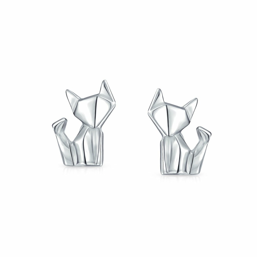 Shop Women Bling Jewelry Stud Earrings | 3D Origami Jewelry Small Animals Pet Kitten Cat Elephant Stud Earring